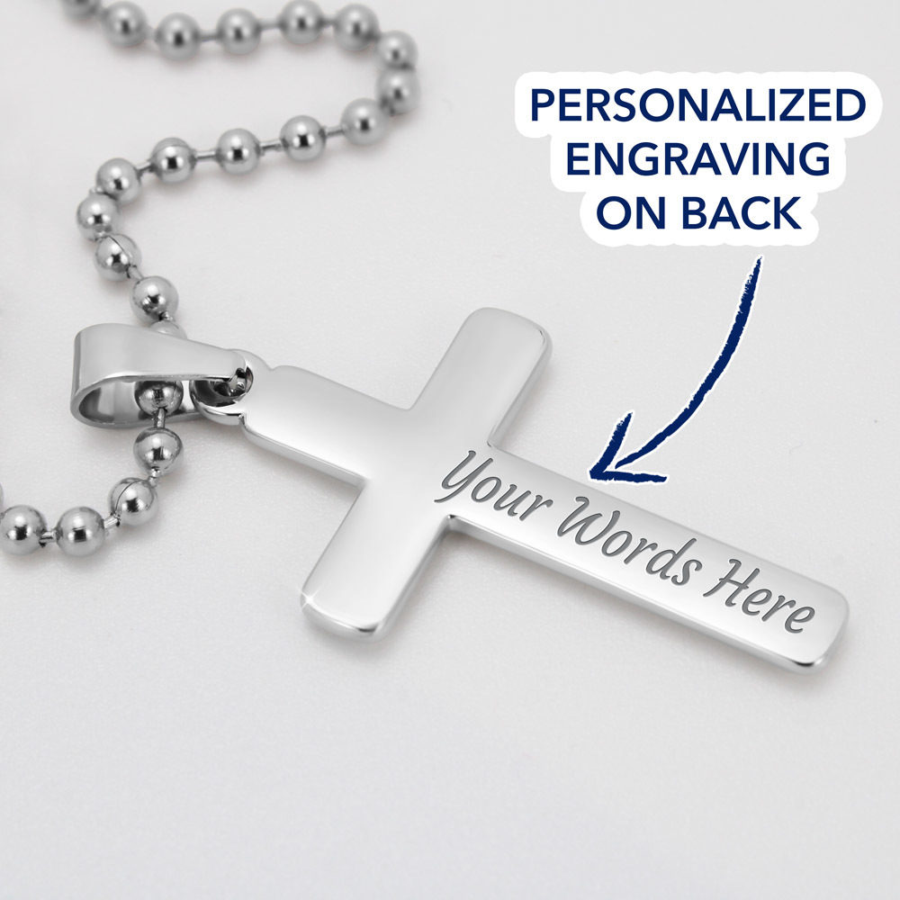 Steps Of A Good Man Psalm 37:23 Cross Necklace Message Card W Ball Chain Pendant-Express Your Love Gifts
