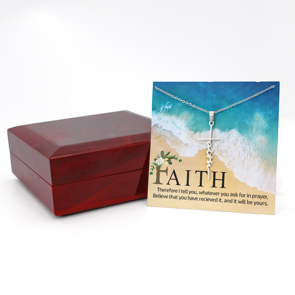 Therefore I Tell You Faith Cross Necklace w Inspirational Bible Message Card-Express Your Love Gifts