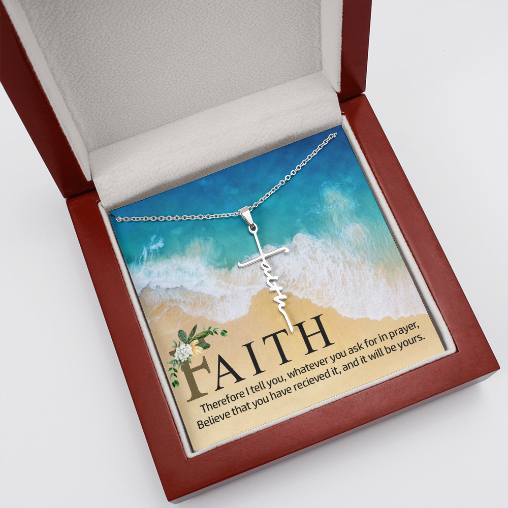 Therefore I Tell You Faith Cross Necklace w Inspirational Bible Message Card-Express Your Love Gifts