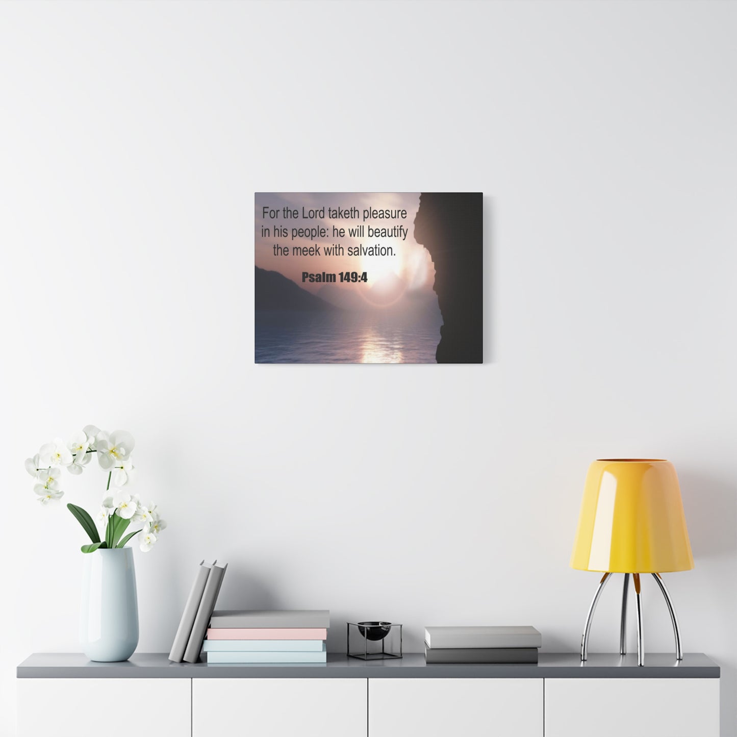 Scripture Canvas Beutify the Meek Psalm 149:4 Christian Wall Art Bible Verse Print Ready to Hang