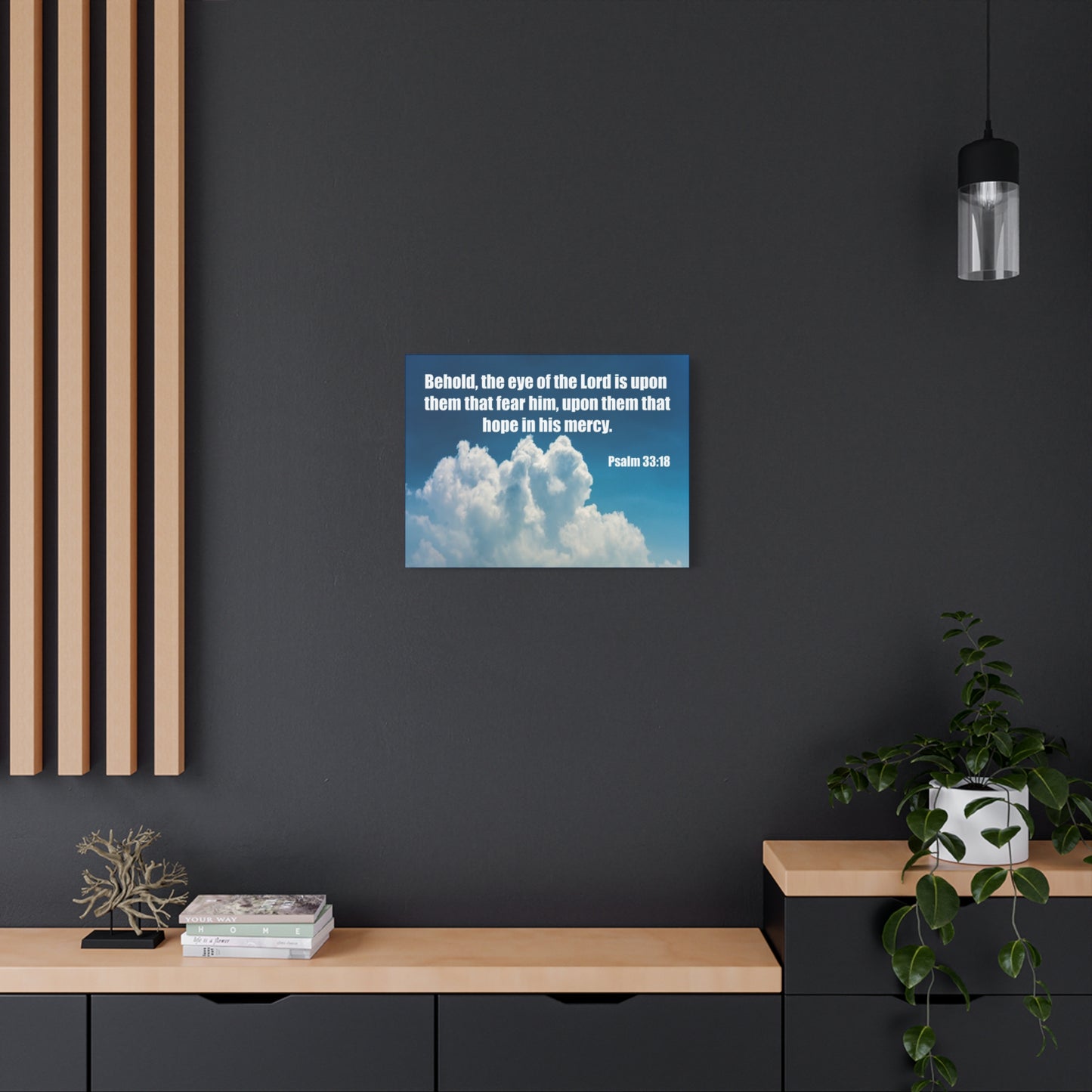 Bible Verse Canvas Hope in His Mercy Psalm 33:18 Christian Home Décor Wall Art Scripture Ready to Hang Faith Print