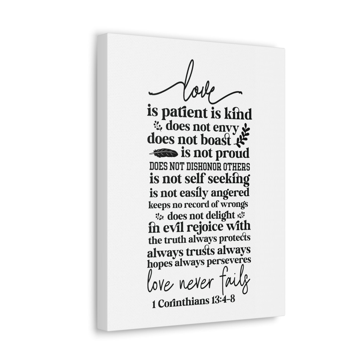 1 Corinthians 13:4-8 Love Is Bible Verse Canvas Christian Wall Art Ready to Hang Unframed