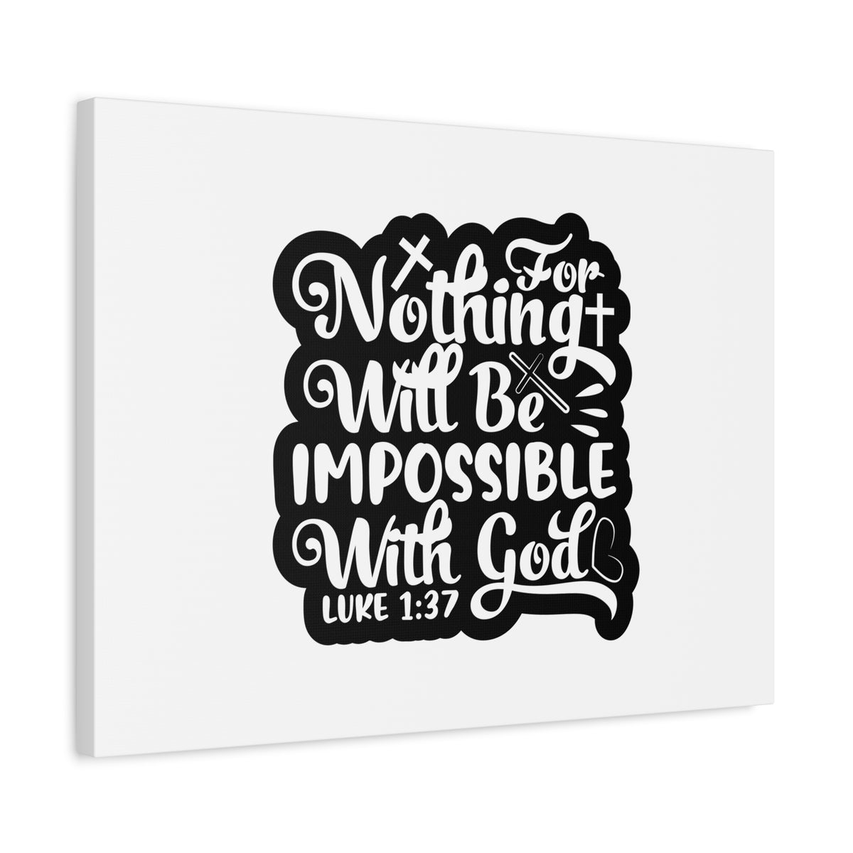 Scripture Canvas With God Luke 1:37 Christian Wall Art Bible Verse Print Ready to Hang