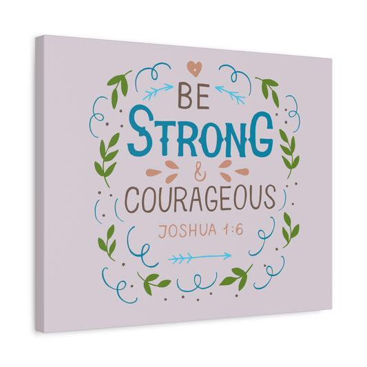 Scripture Canvas Be Strong Pink Joshua 1:6 Christian Wall Art Bible Verse Print Ready to Hang