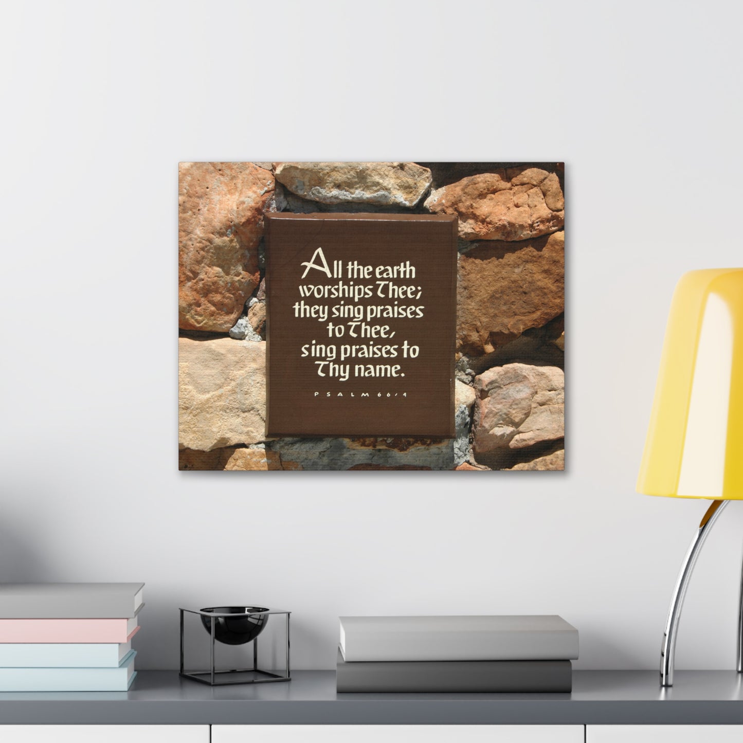 Worships Thee Psalm 66:4 Bible Verse Canvas Christian Wall Art Ready to Hang