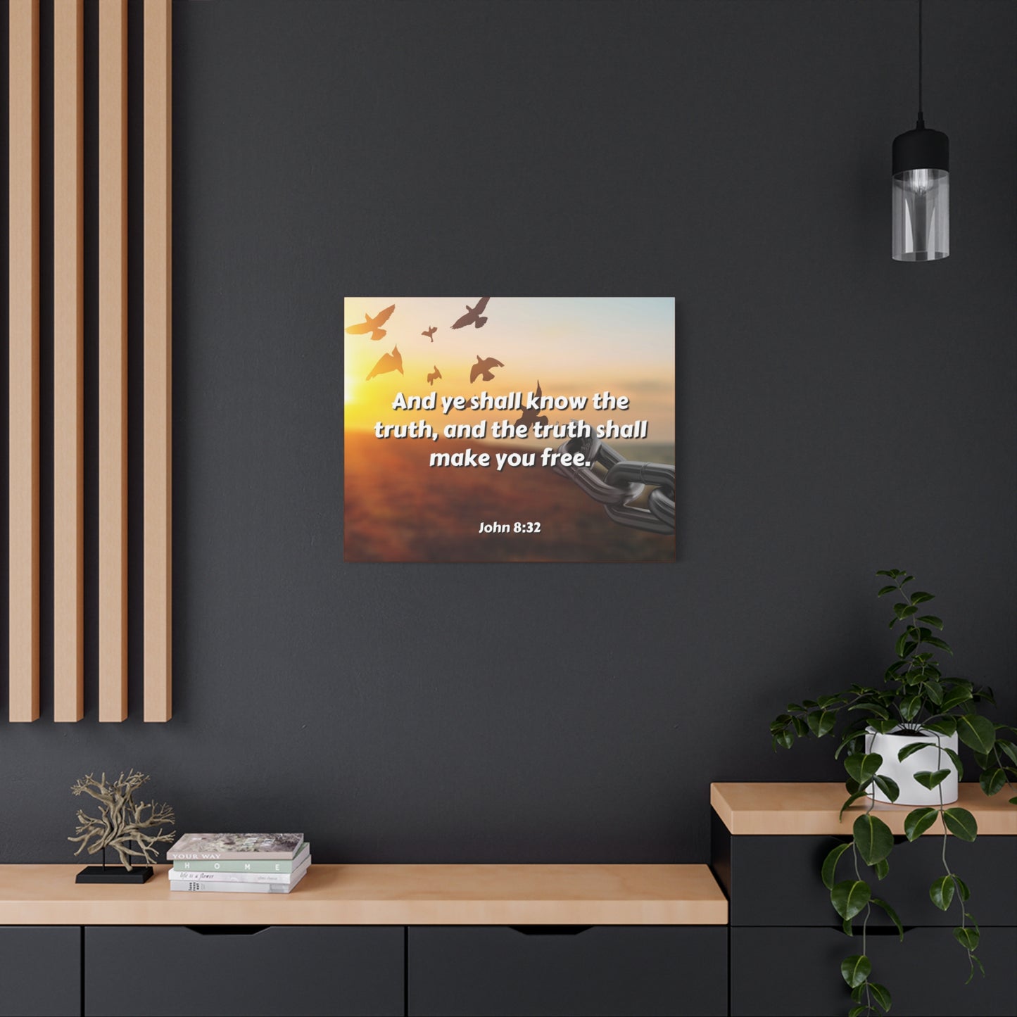 Scripture Canvas The Truth John 8:32 Christian Wall Art Bible Verse Print Ready to Hang