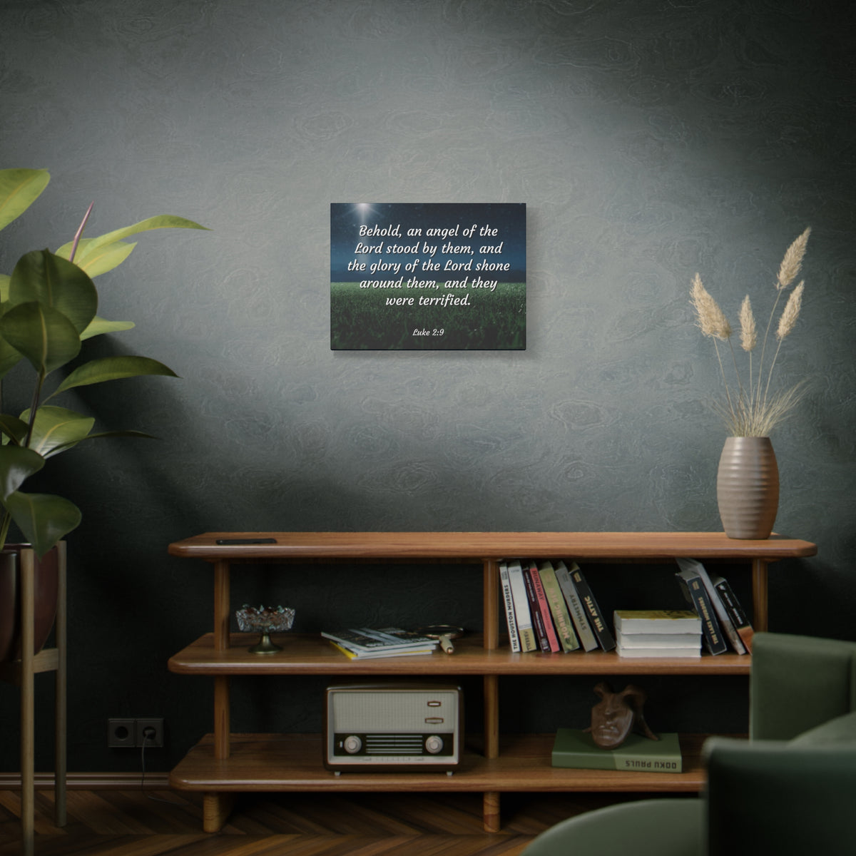 Scripture Canvas The Angel Luke 2:9 Christian Wall Art Bible Verse Print Ready to Hang