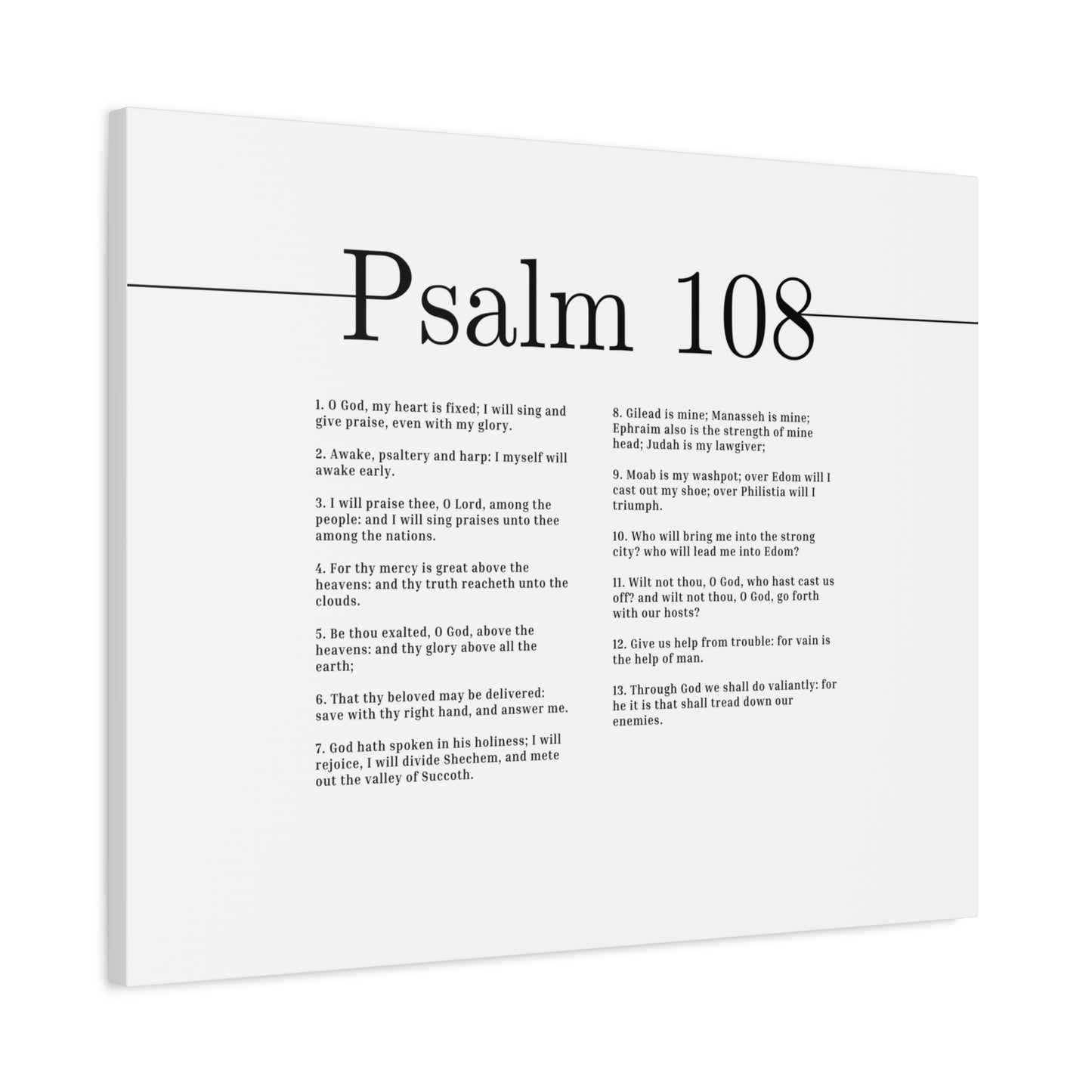 Scripture Canvas I Will Sing And Give Praise Psalm 108 Christian Wall Art Bible Verse Print Ready to Hang