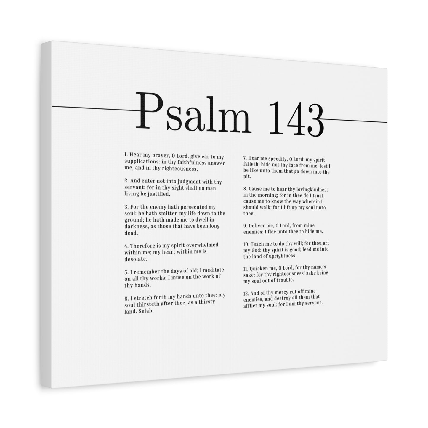 Scripture Canvas Hear My Prayer, O Lord Psalm 143 Christian Wall Art Bible Verse Print Ready to Hang