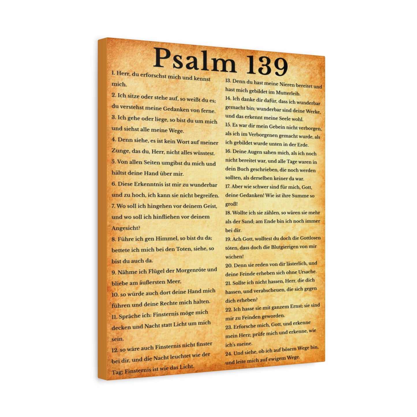 Scripture Walls Psalm 139 German Gold Bible Verse Canvas Christian Wall Art Ready to Hang Unframed