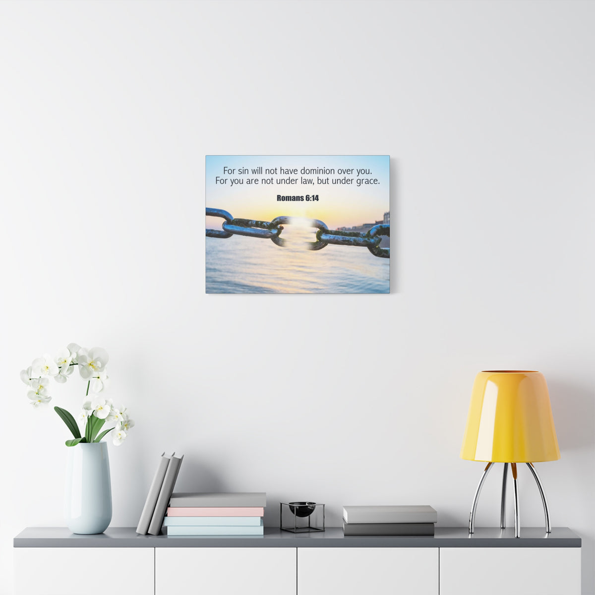 Scripture Canvas Trust Under Grace Romans 6:14 Christian Wall Art Bible Verse Print Ready to Hang