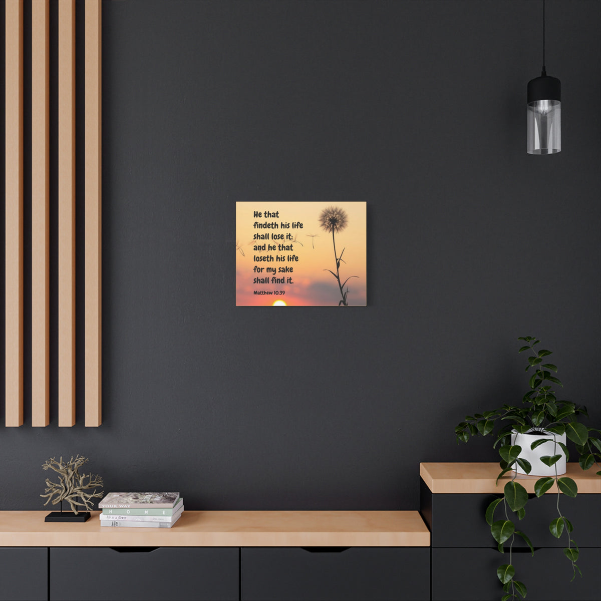 Scripture Canvas Life Matthew 10:39 Christian Wall Art Bible Verse Print Ready to Hang