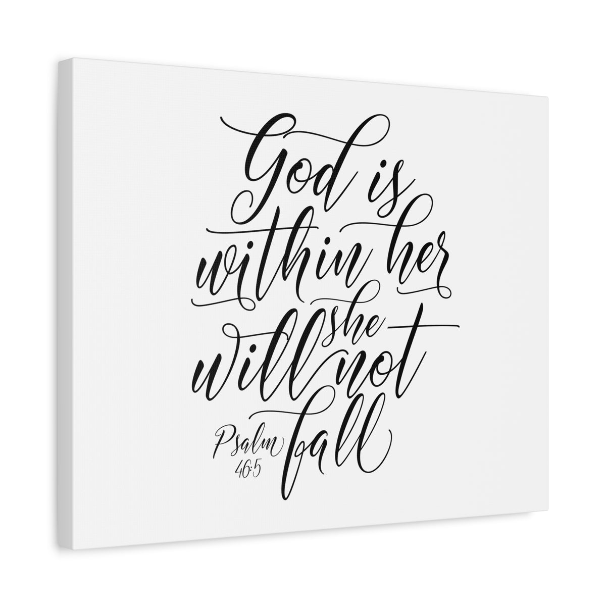 Scripture Canvas She Will Not Fall Psalm 46:5 Christian Wall Art Bible Verse Print Ready to Hang