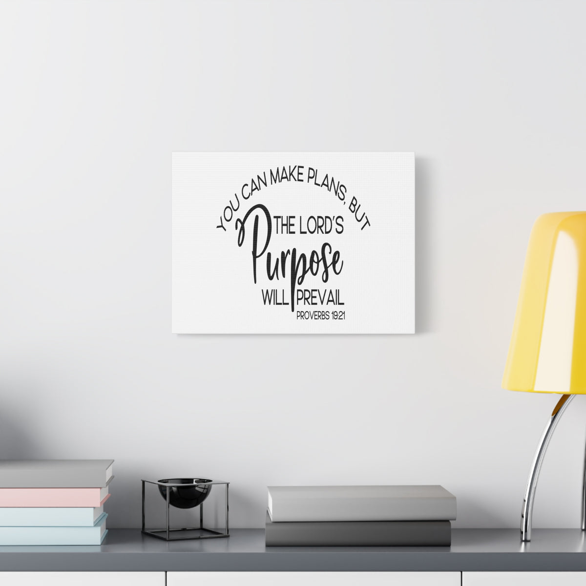 Scripture Canvas The Lord's Purpose Proverbs 19:21 Christian Wall Art Bible Verse Print Ready to Hang