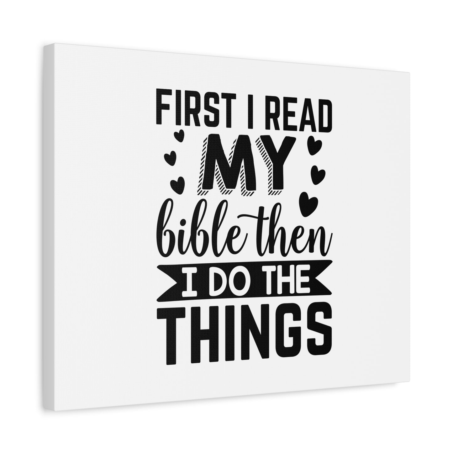 Scripture Canvas First I Read My Bible Psalm 119:105 Christian Wall Art Bible Verse Print Ready to Hang