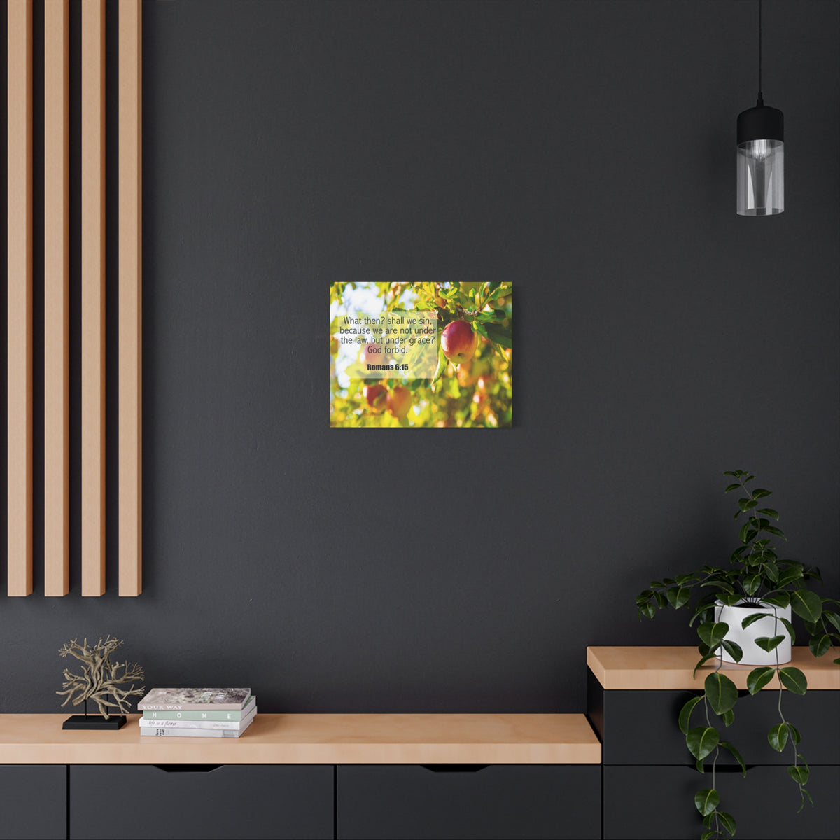 Scripture Canvas God Forbid Romans 6:15 Christian Wall Art Bible Verse Print Ready to Hang