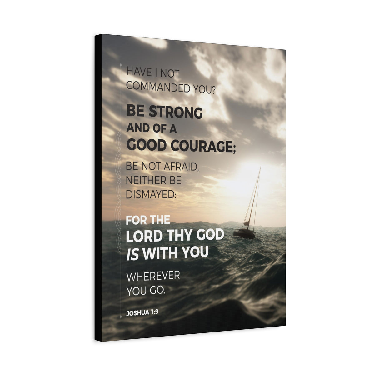 Scripture Canvas Good Courage Joshua 1:9 Sea Christian Wall Art Bible Verse Print Ready to Hang