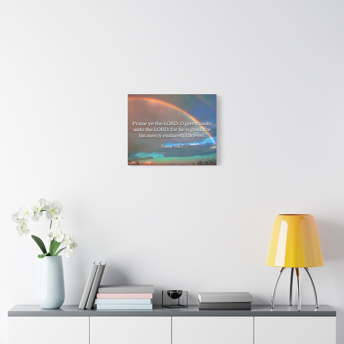 Scripture Canvas Praise Ye Psalm 106:1 Christian Wall Art Bible Verse Print Ready to Hang