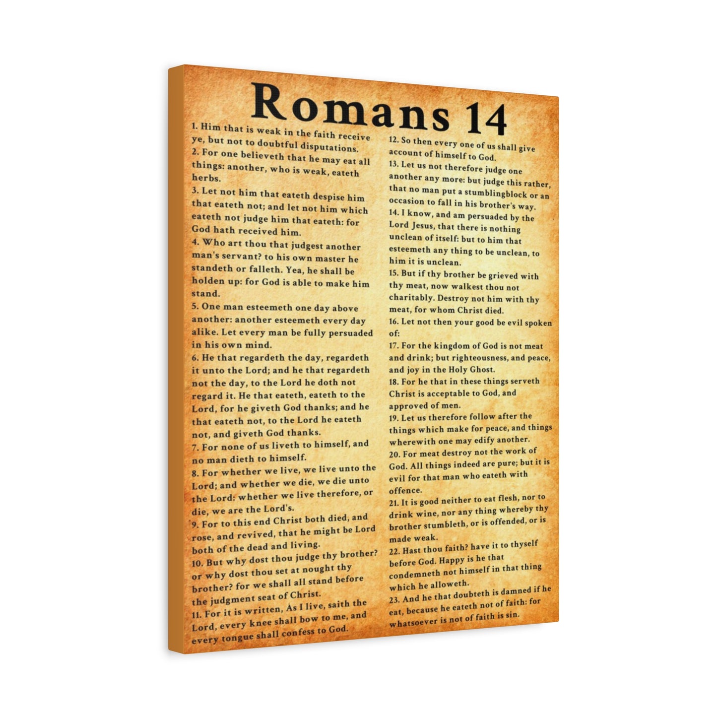 Scripture Walls Romans 14 Gold Bible Verse Canvas Christian Wall Art Ready to Hang Unframed