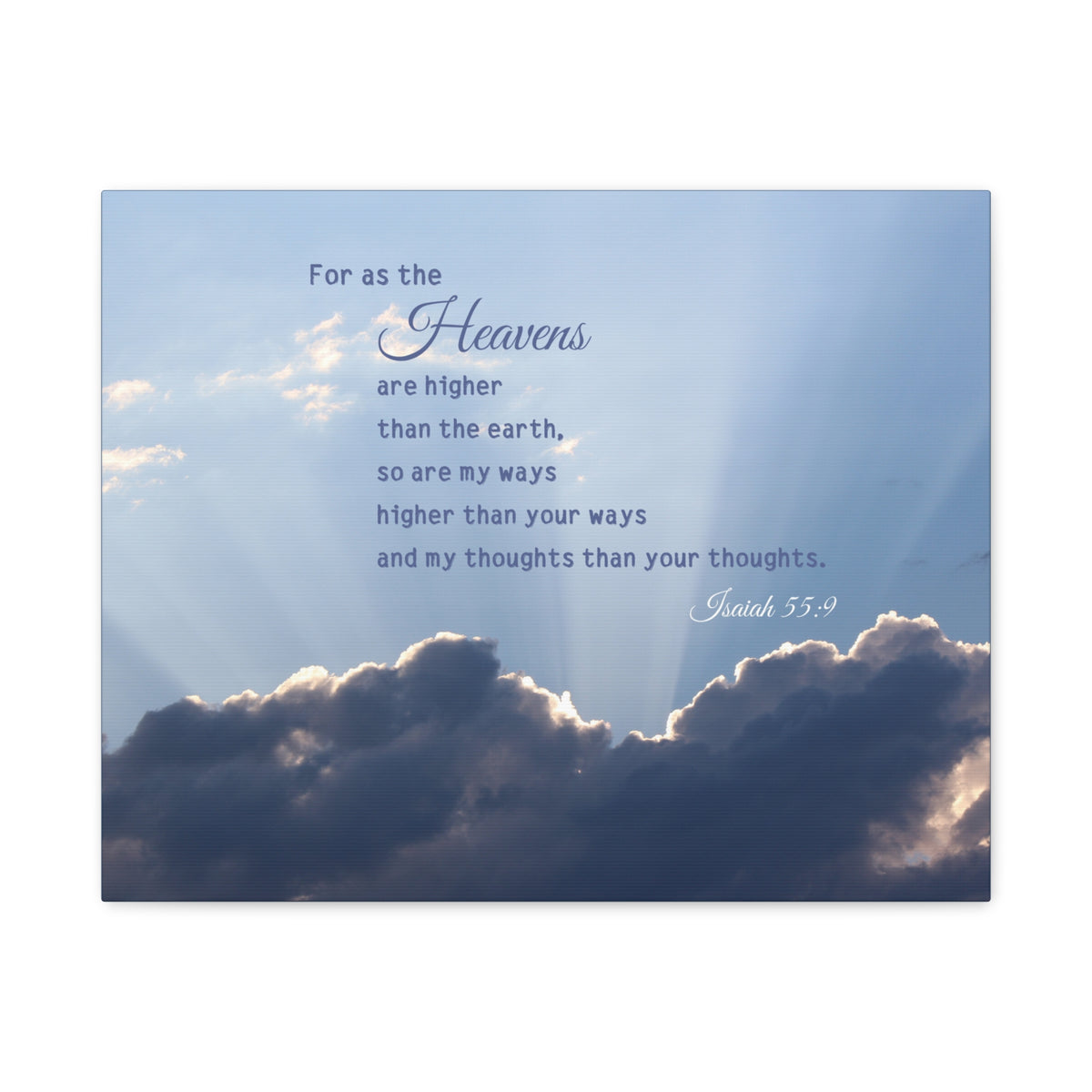 Scripture Canvas My Ways Isaiah 55:9 Christian Wall Art Bible Verse Print Ready to Hang