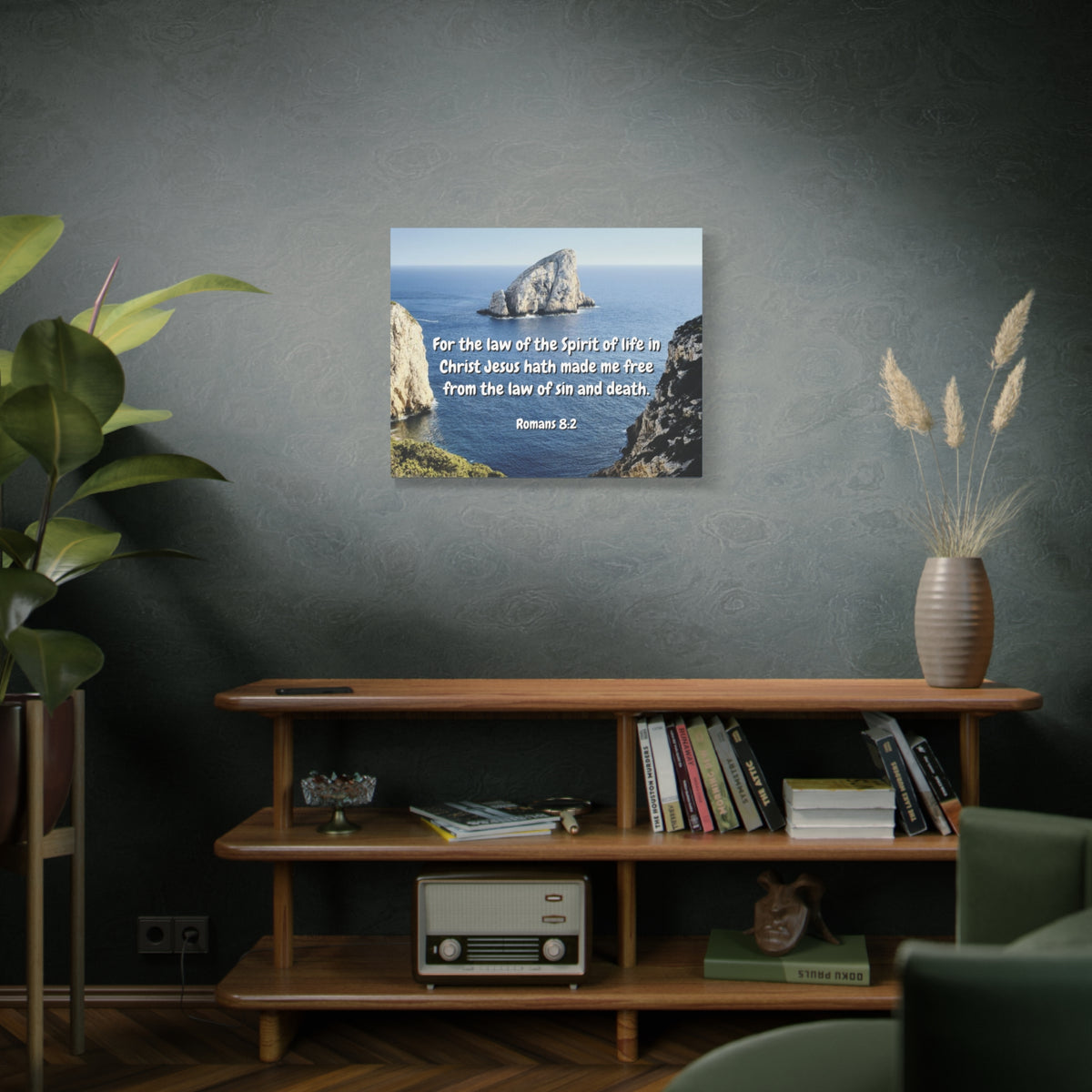 Scripture Canvas Spire Of Life Romans 8:2 Christian Wall Art Bible Verse Print Ready to Hang