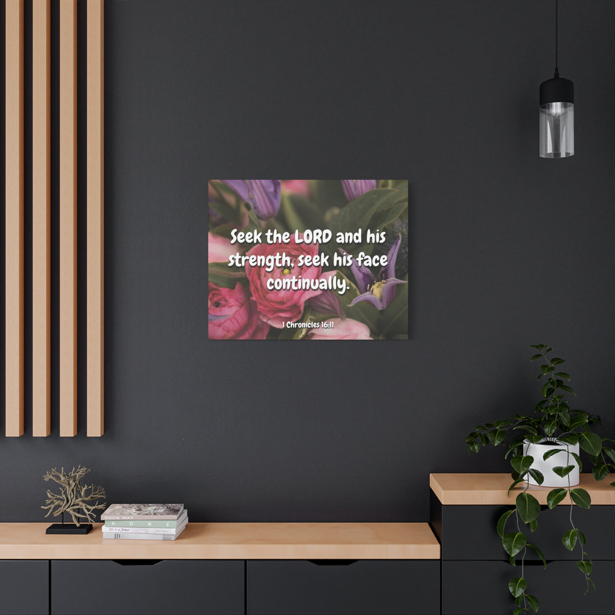 Scripture Canvas Seek The Lord 1 Chronicles 16:11 Christian Wall Art Bible Verse Print Ready to Hang