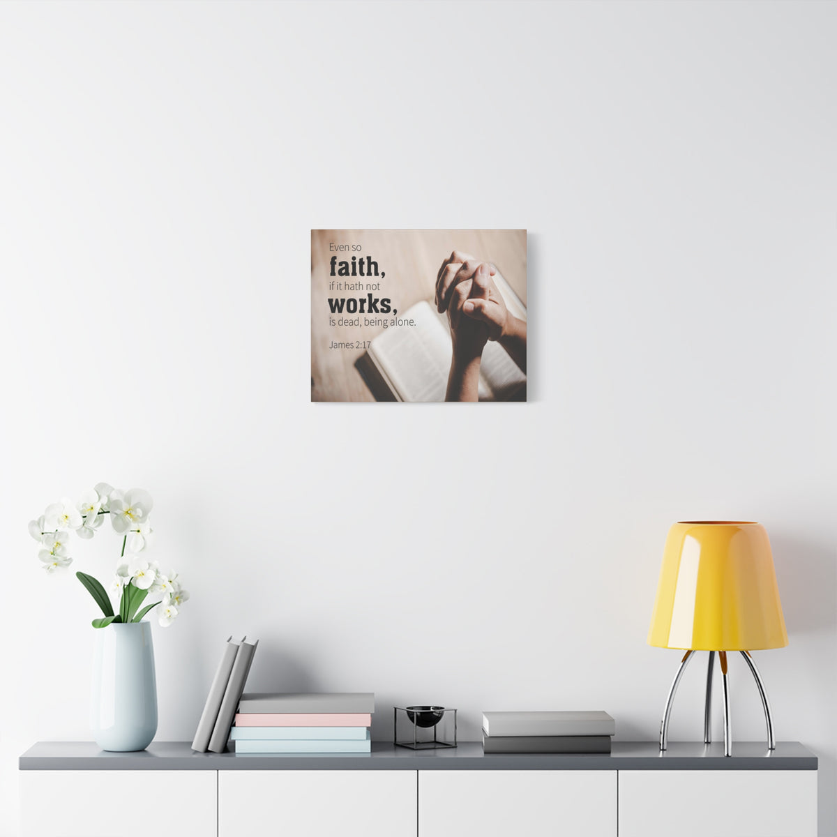 Scripture Canvas Faith Works James 2:17 Christian Wall Art Bible Verse Print Ready to Hang