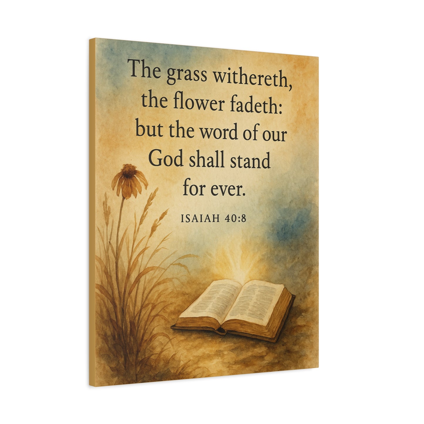 Bible Verse Canvas Isaiah 40:8 Christian Home Décor Wall Art Scripture Ready to Hang Faith Print