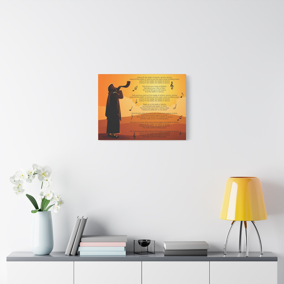 Scripture Canvas Joshua Fit the Battle of Jericho Joshua 6:15-21 Christian Wall Art Bible Verse Print Ready to Hang