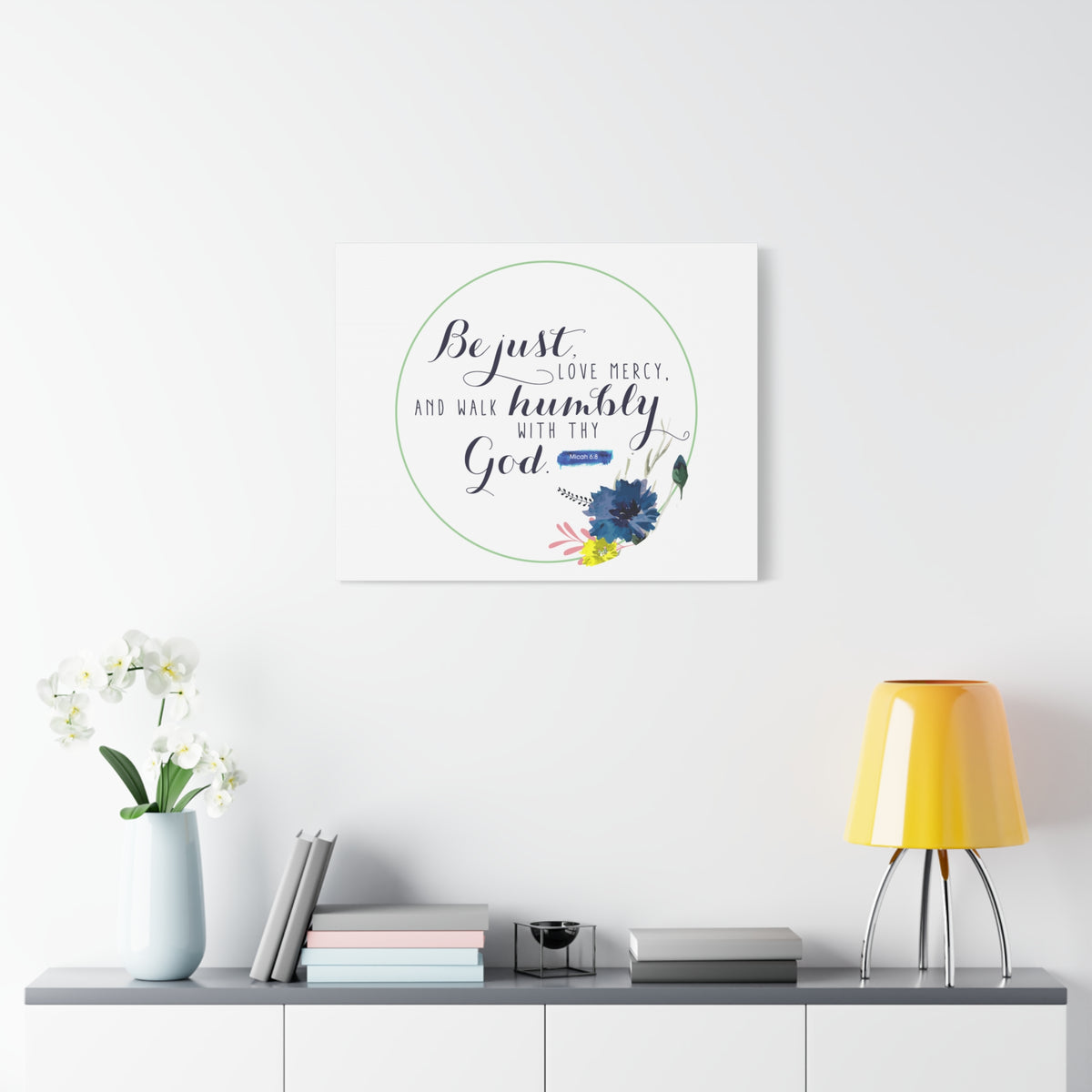 Scripture Canvas With Thy God Micah 6:8 Christian Wall Art Bible Verse Print Ready to Hang