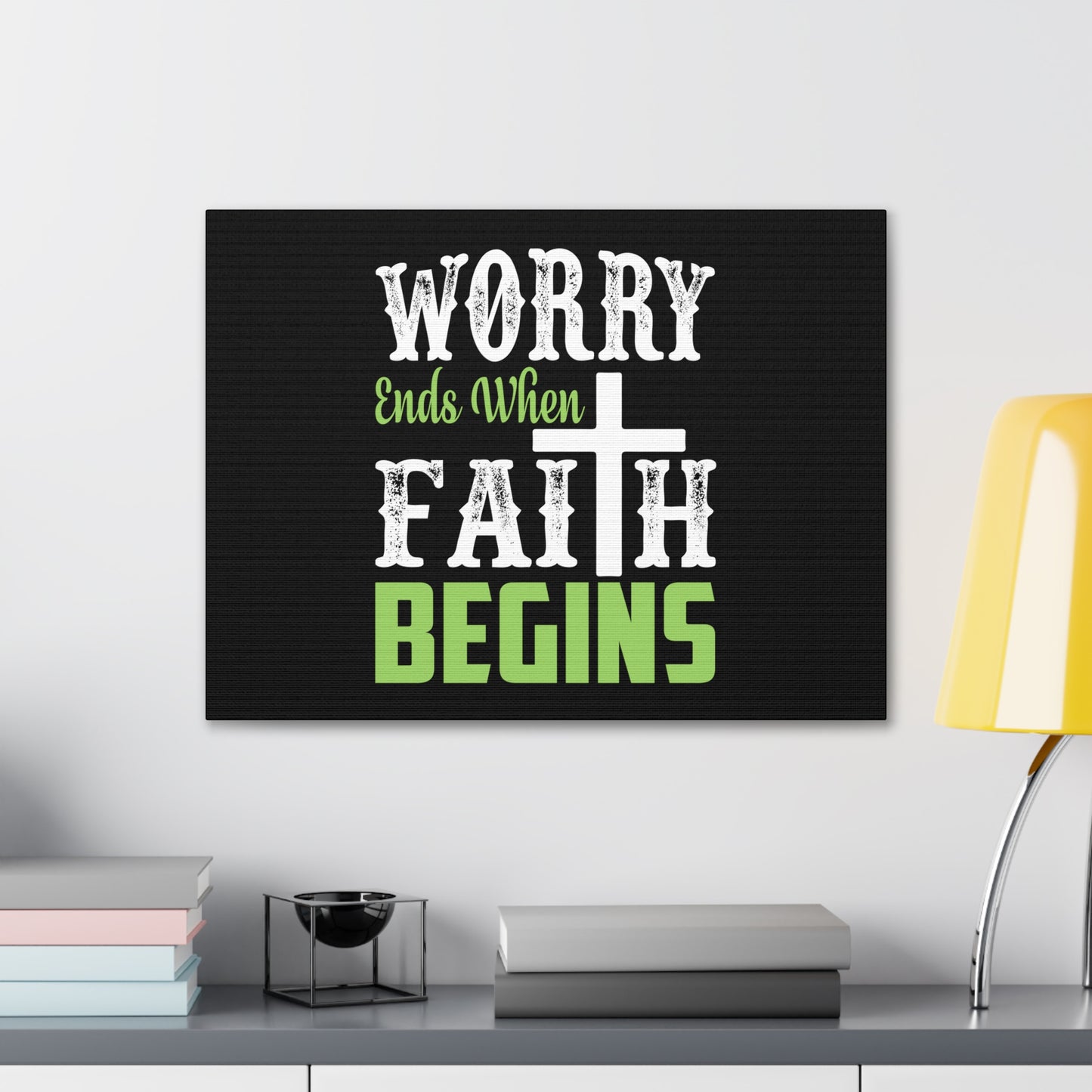 Worry Ends When Faith Begins 1 Peter 5:7 Christian Wall Art Bible Verse Print Ready to Hang