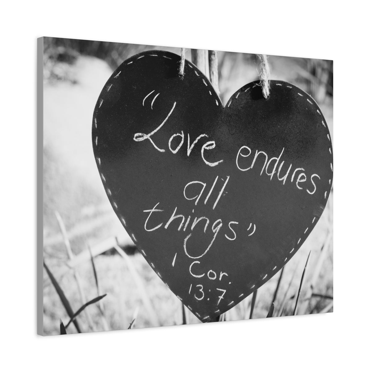 Scripture Canvas Love Endures 1 Cor 13:7 Christian Wall Art Bible Verse Print Ready to Hang