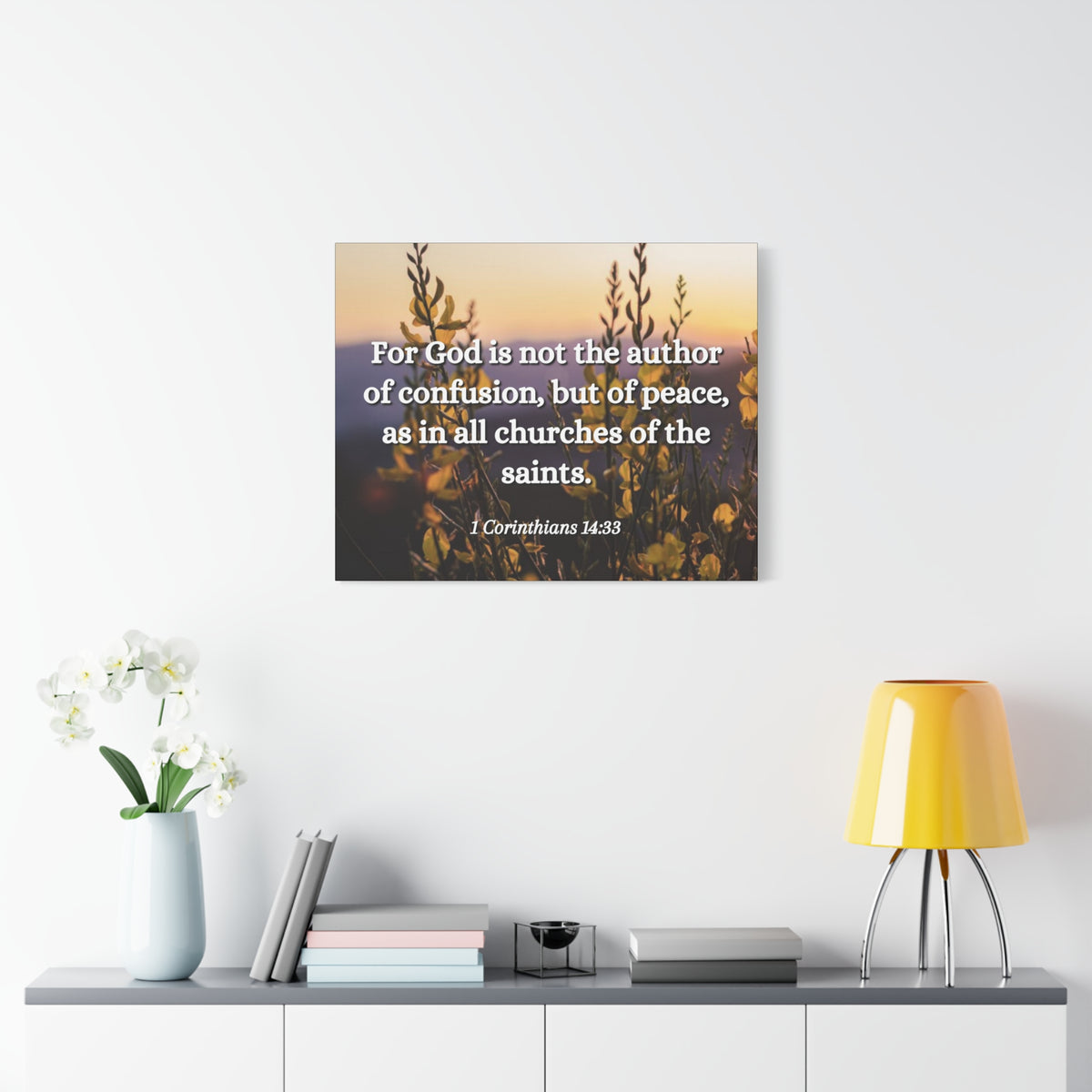 Scripture Canvas The Saints 1 Corinthians 14:33 Christian Wall Art Bible Verse Print Ready to Hang