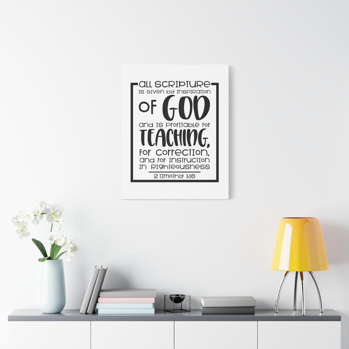 Scripture Canvas Teaching 2 Timothy 3:16 Christian Wall Art Bible Verse Print Ready to Hang