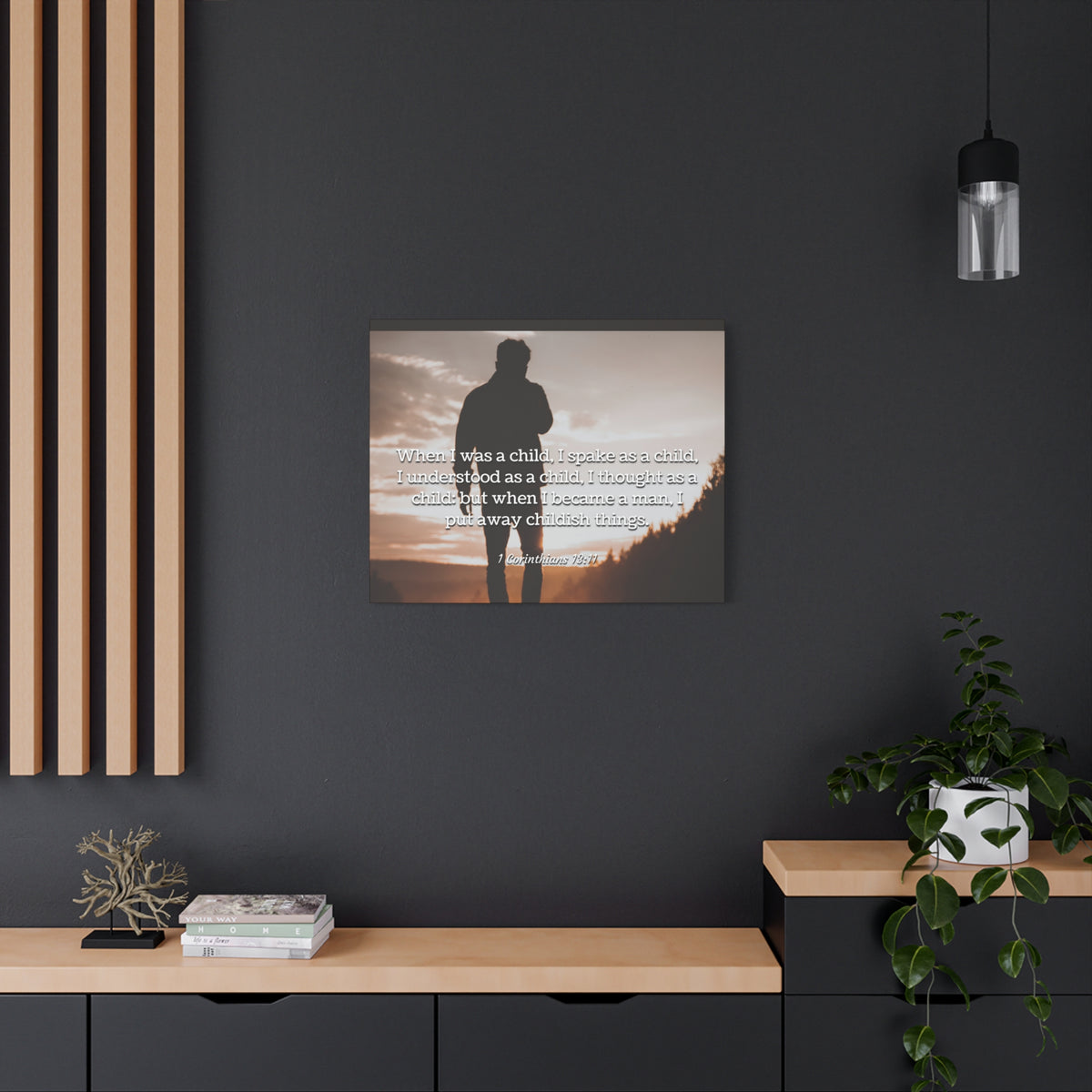 Scripture Canvas Childish Things 1 Corinthians 13:11 Christian Wall Art Bible Verse Print Ready to Hang