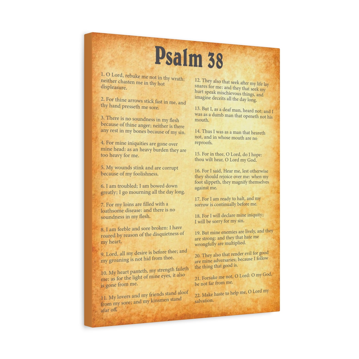 Scripture Walls Psalm 38 Gold Bible Chapter Canvas Christian Wall Art Ready to Hang