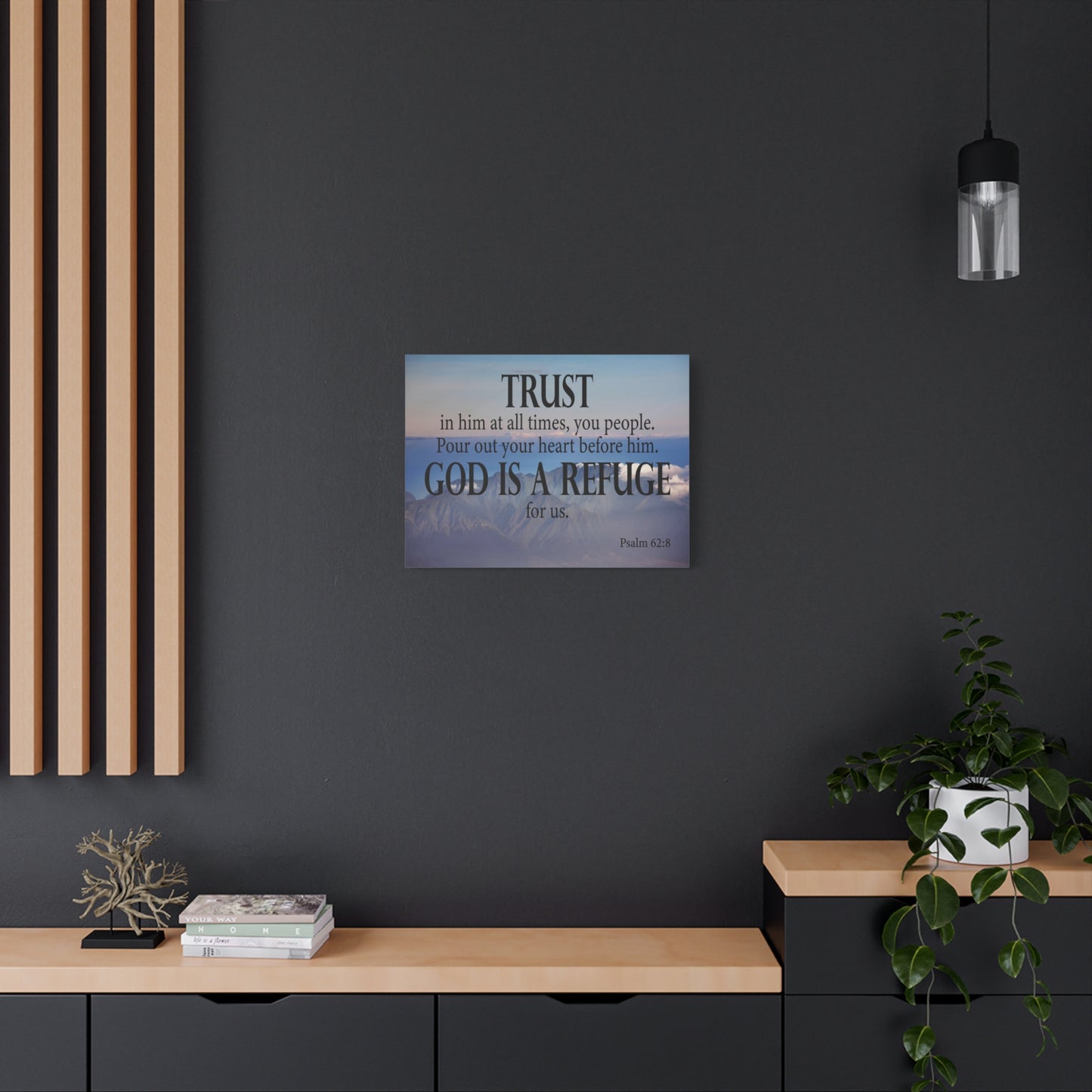 Bible Verse Canvas God is Refuge for Us Psalm 62:8 Wall Art Christian Home Decor