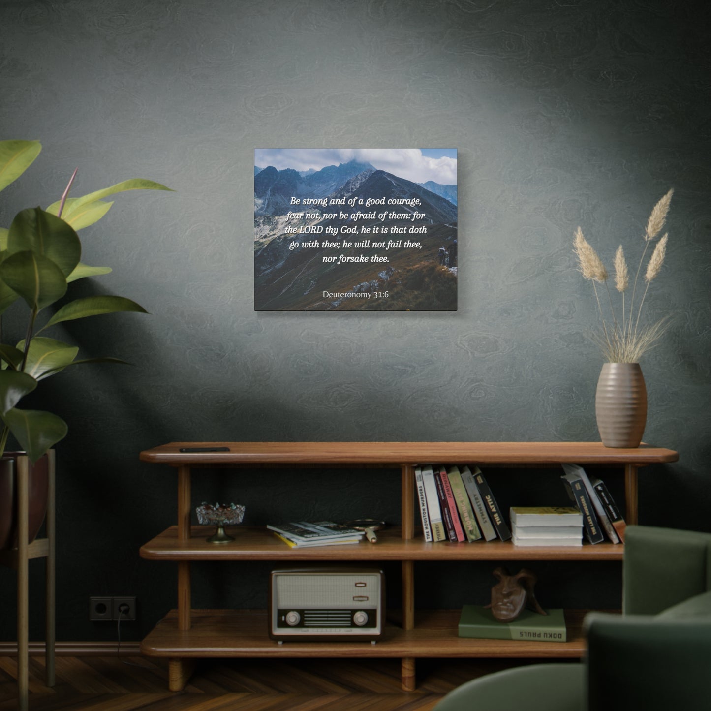 Scripture Canvas Good Courage Deuteronomy 31:6 Christian Wall Art Bible Verse Print Ready to Hang