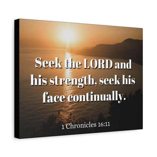 Scripture Canvas Seek The Lord Continually 1 Chronicles 16:11 Christian Wall Art Bible Verse Print Ready to Hang