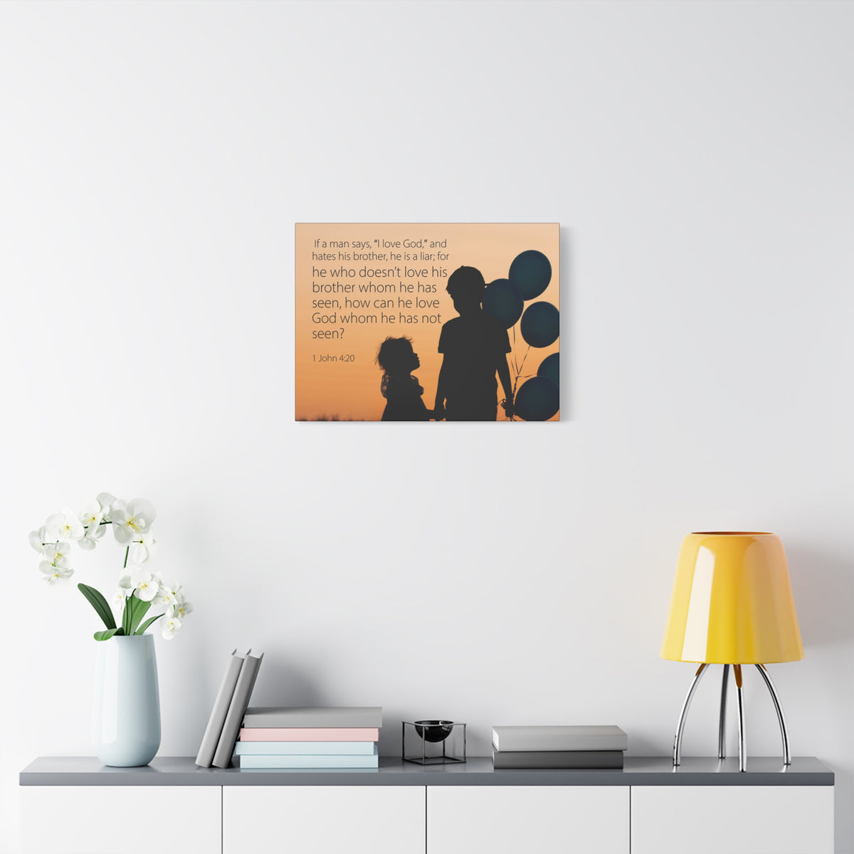 Scripture Canvas I Love God 1 John 4:20 Christian Wall Art Bible Verse Print Ready to Hang