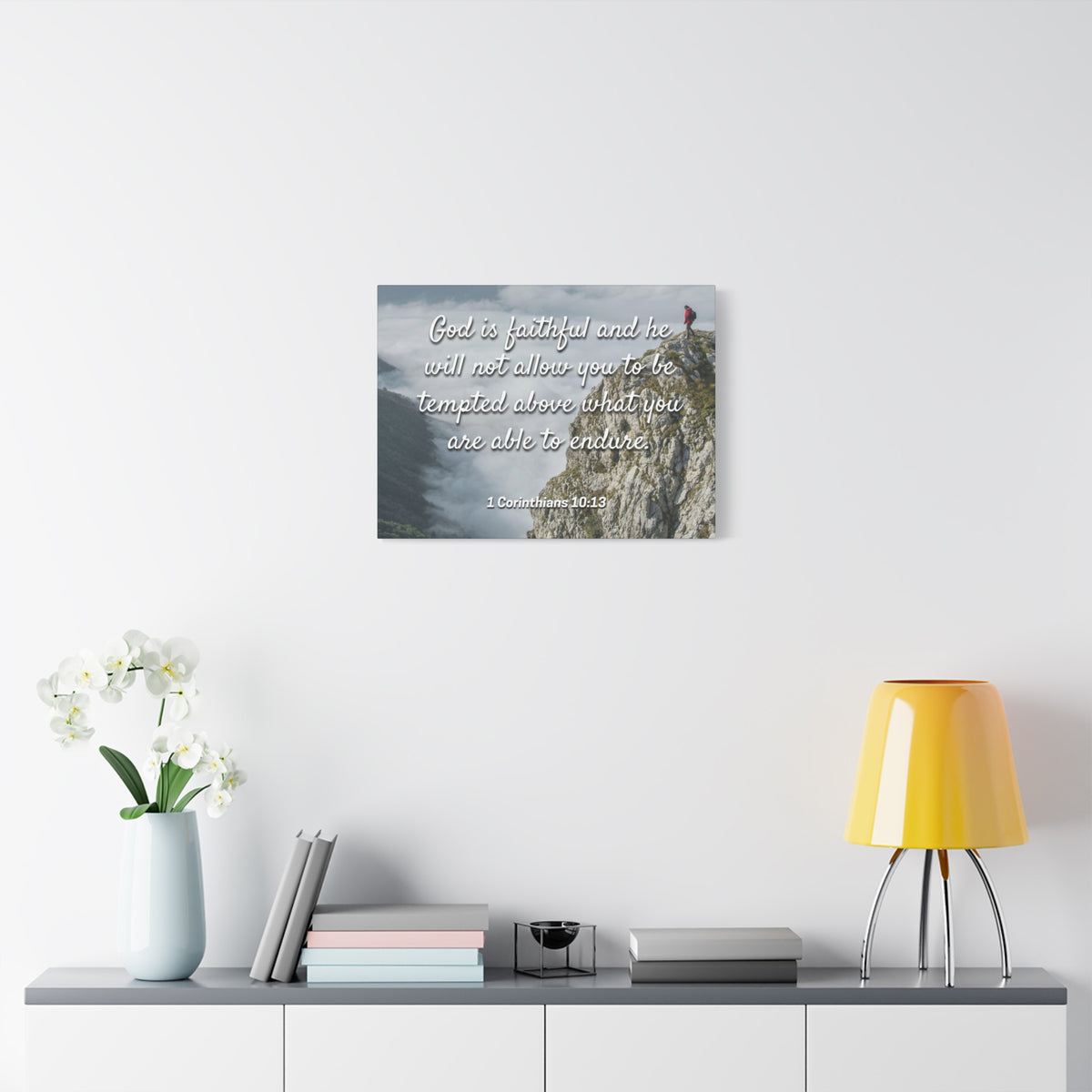 Scripture Canvas God Is Faithful 1 Corinthians 10:13 Christian Wall Art Bible Verse Print Ready to Hang