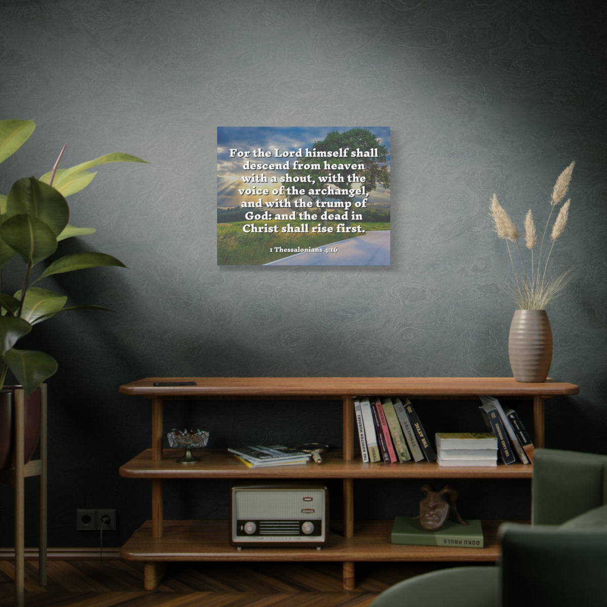 Scripture Canvas Rise 1 Thessalonians 4:16 Christian Wall Art Bible Verse Print Ready to Hang