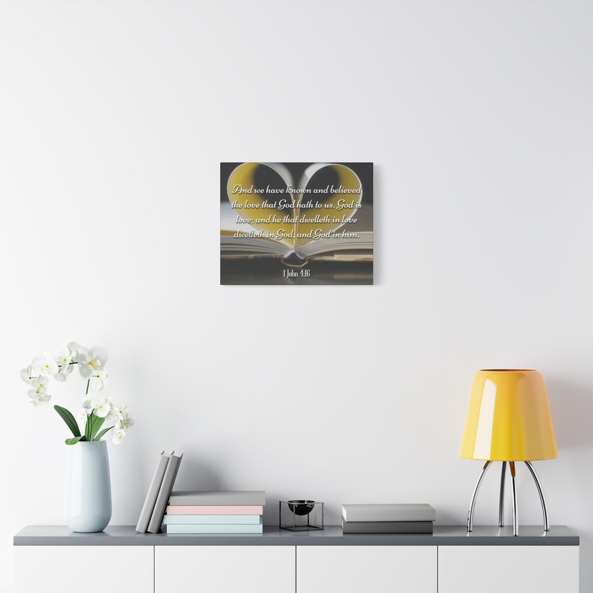 Scripture Canvas God Is Love 1 John 4:16 Christian Wall Art Bible Verse Print Ready to Hang