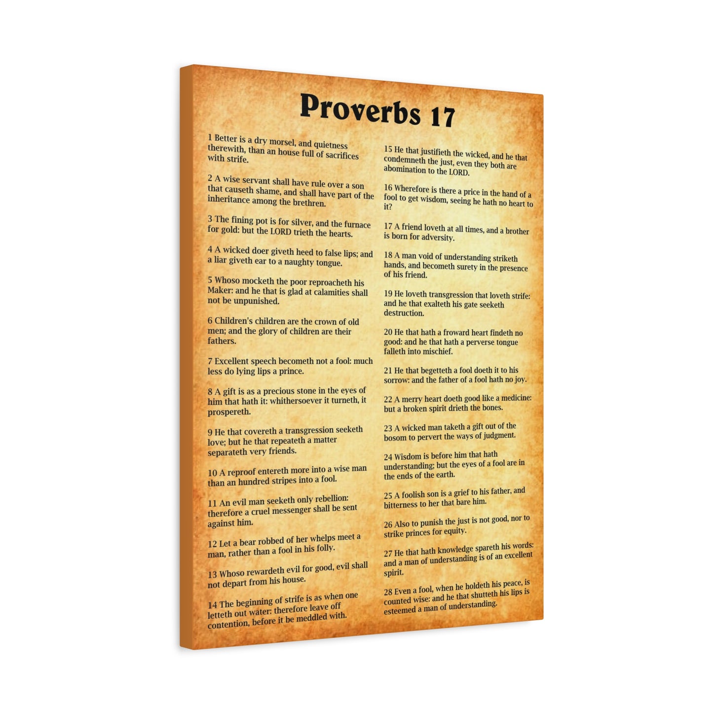 Scripture Walls Proverbs Chapter 17 Gold Bible Canvas Christian Wall Art Ready to Hang Unframed