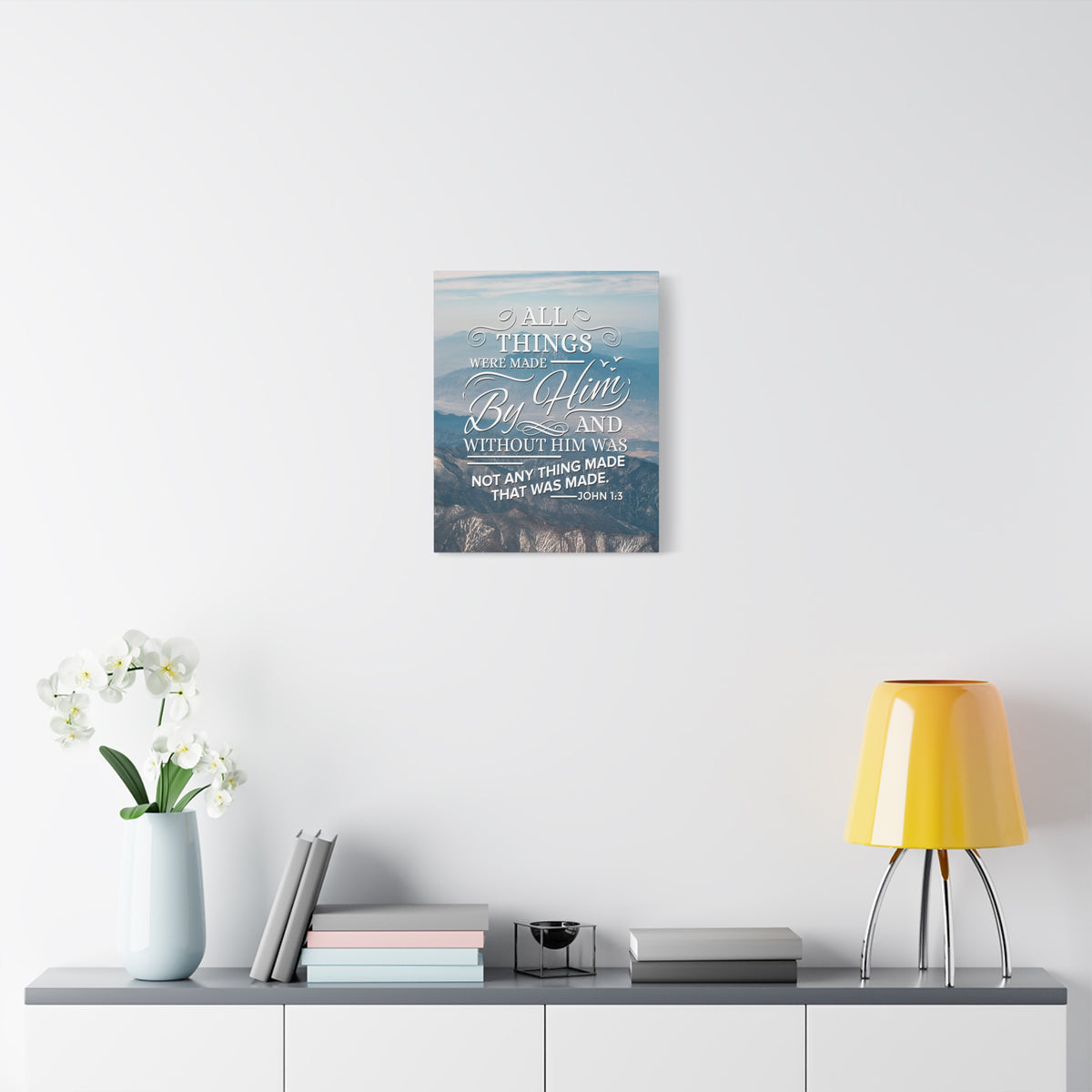 Scripture Canvas Made by Him John 1:3 Christian Wall Art Bible Verse Print Ready to Hang