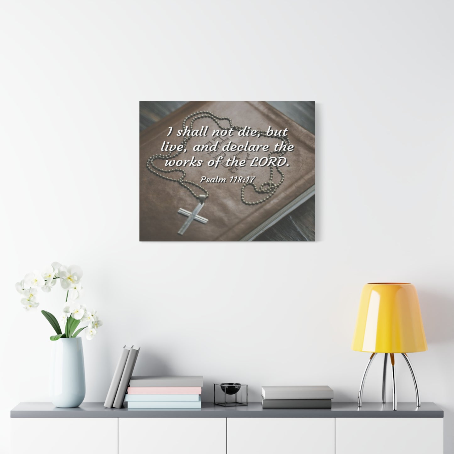 Scripture Canvas Declare The Works Psalm 118:17 Christian Wall Art Bible Verse Print Ready to Hang