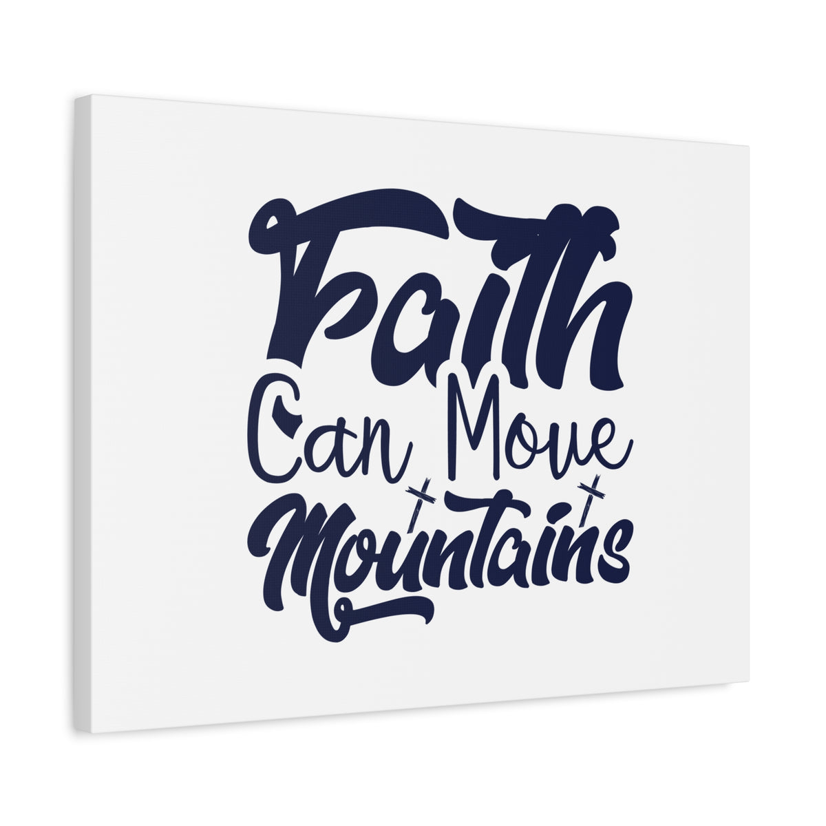 Scripture Canvas Faith Can Move Mountains Matthew 21:21 Blue Letters Christian Wall Art Bible Verse Print Ready to Hang