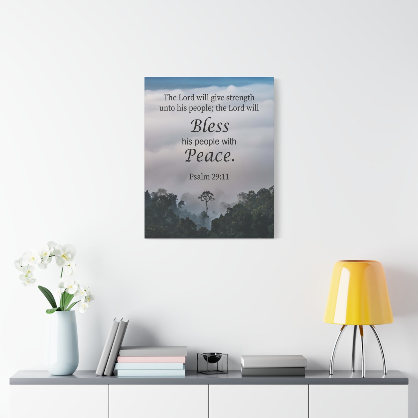 Scripture Canvas Bless Peace Psalm 29:11 Christian Wall Art Bible Verse Print Ready to Hang
