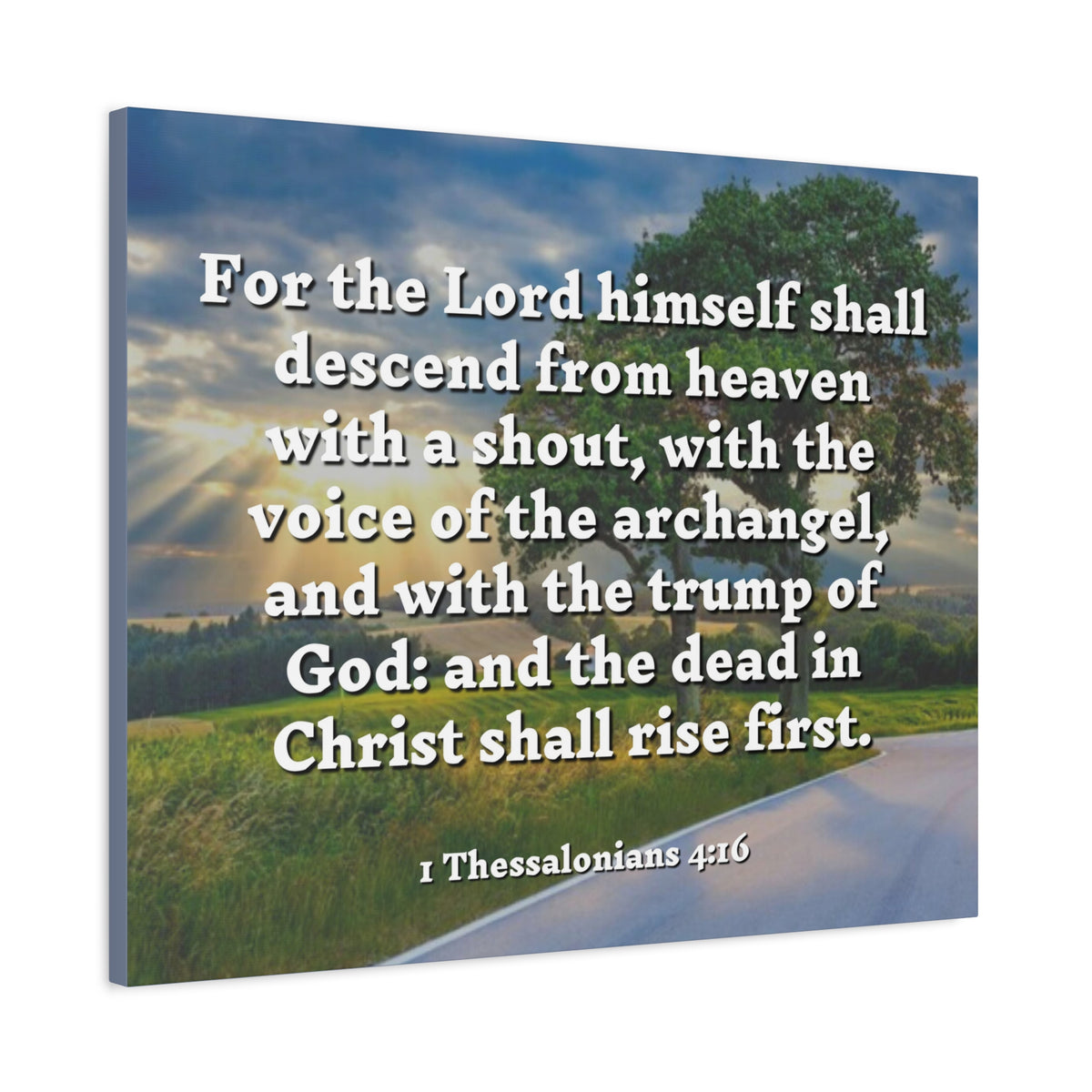 Scripture Canvas Rise 1 Thessalonians 4:16 Christian Wall Art Bible Verse Print Ready to Hang