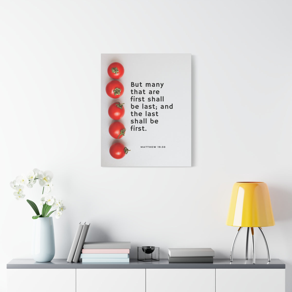 Scripture Canvas Last Shall Be First Matthew 19:30 Christian Wall Art Bible Verse Print Ready to Hang